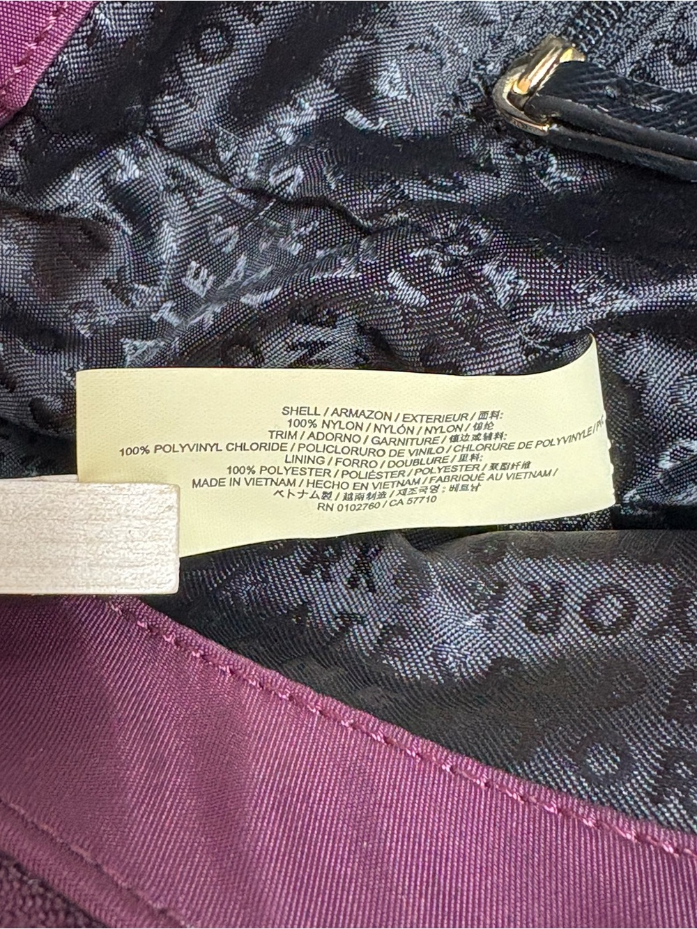 Kate Spade Wilson Road Alyse Satchel Deep Plum Nylon Crossbody Bag - Picture 12 of 14
